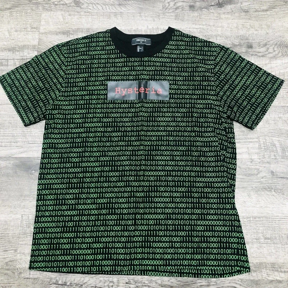 Forever 21 “Hysteria” T Shirt Mens Sz L Green & Black Boys Short Sleeve Tee E2 - Picture 5 of 5
